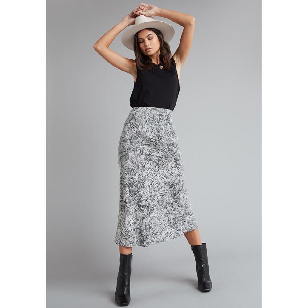 Bella Dahl Black and White Printed Midi Skirt